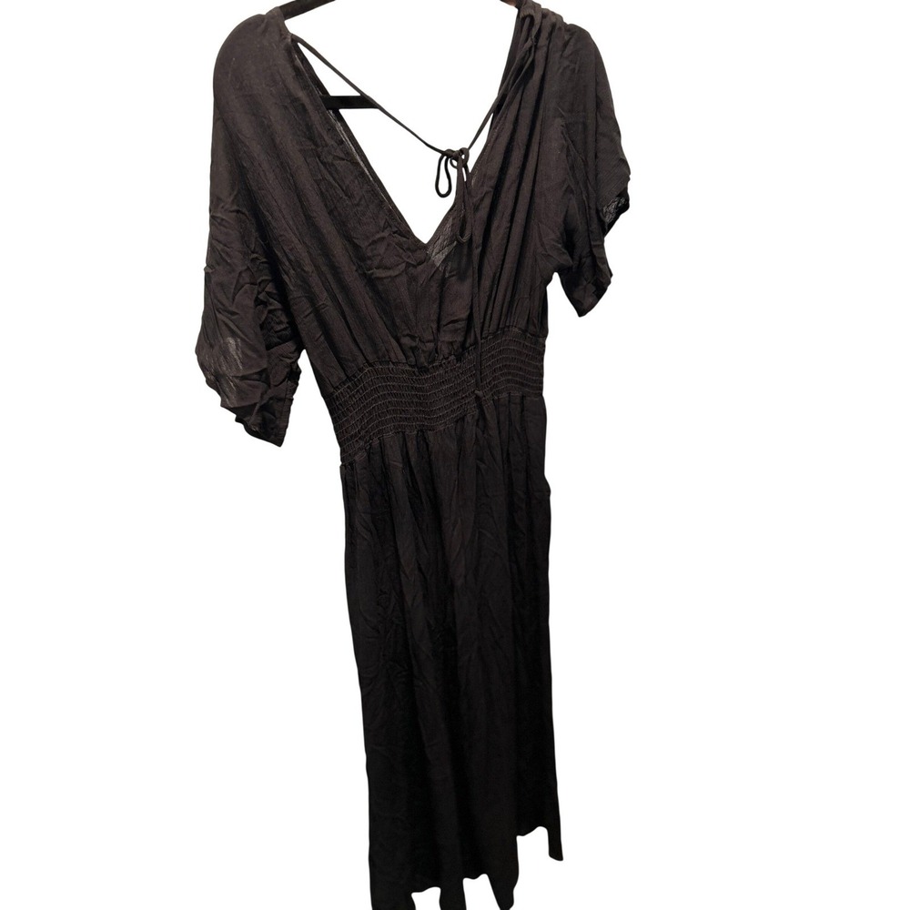 Final Touch Maxi Dress Black Medium Boho Smocked Waist Casual Vacation‎